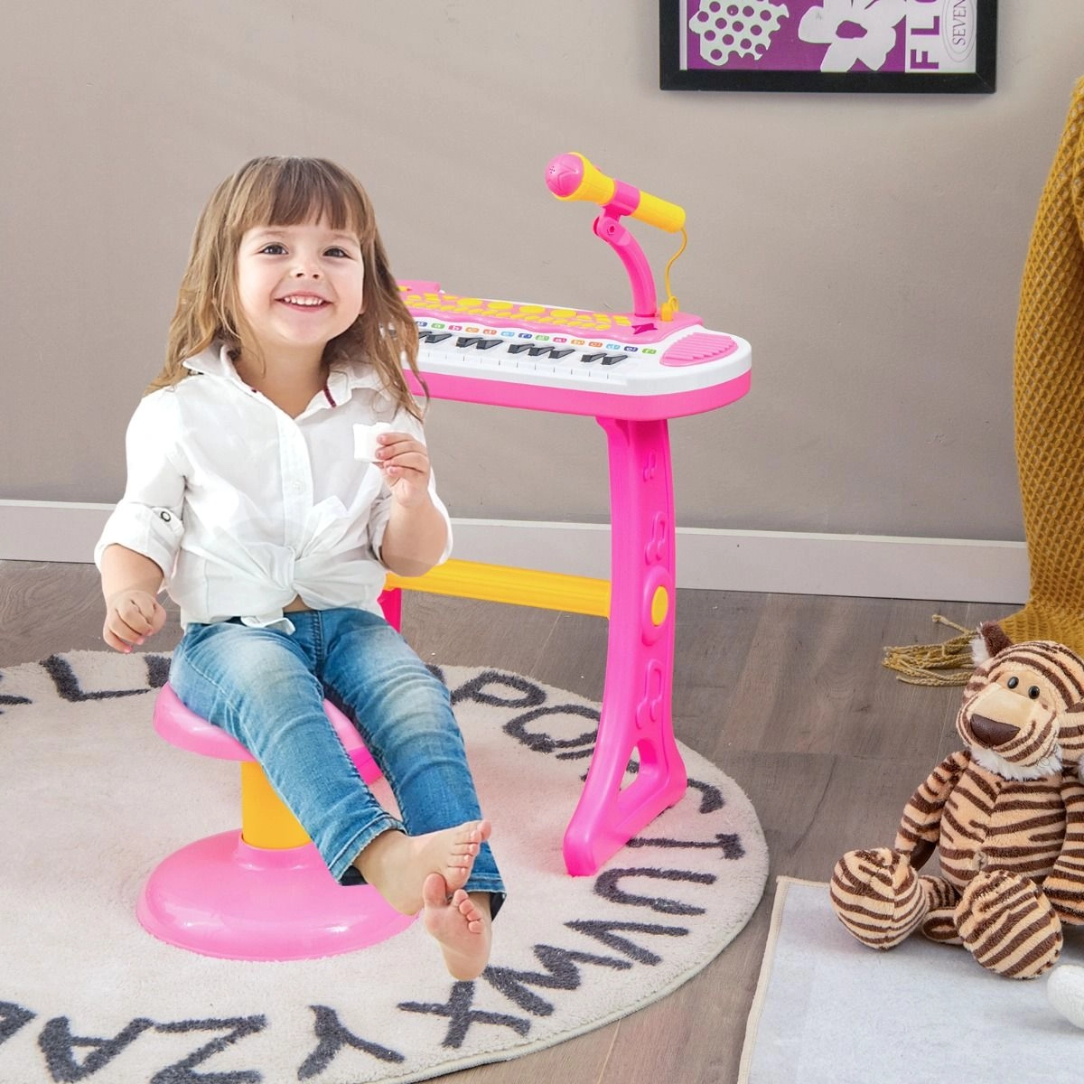 Pianino cyfrowe dla dzieci z mikrofonem COSTWAY