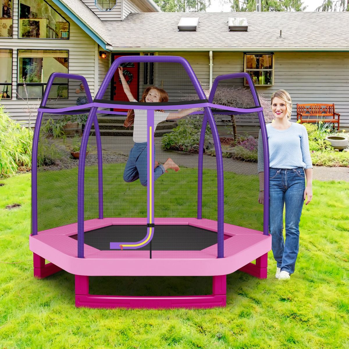Trampolina dla dzieci z siatką bezpieczeństwa COSTWAY