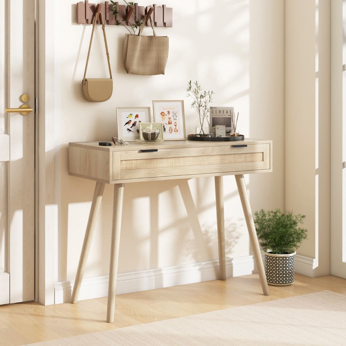 Konsola z dużą szufladą w stylu boho