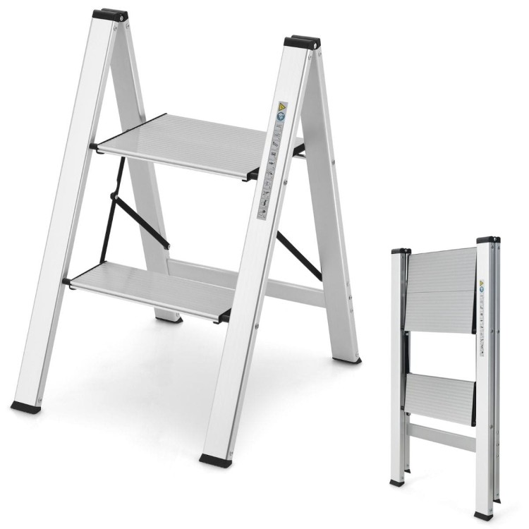 Aluminiowa składana drabina z antypoślizgowymi stopniami COSTWAY