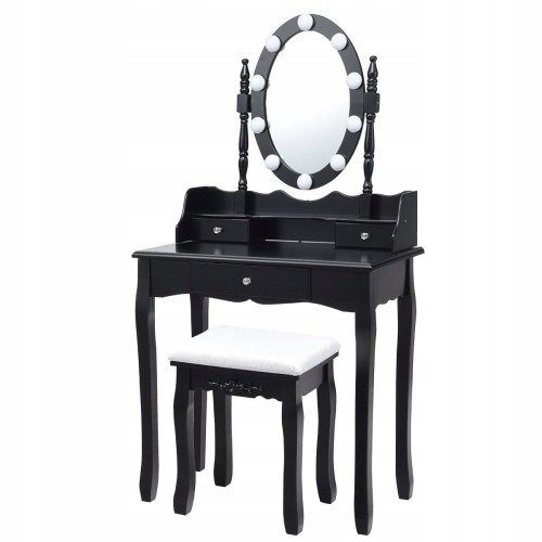 Toaletka kosmetyczna z lustrem led i taboretem