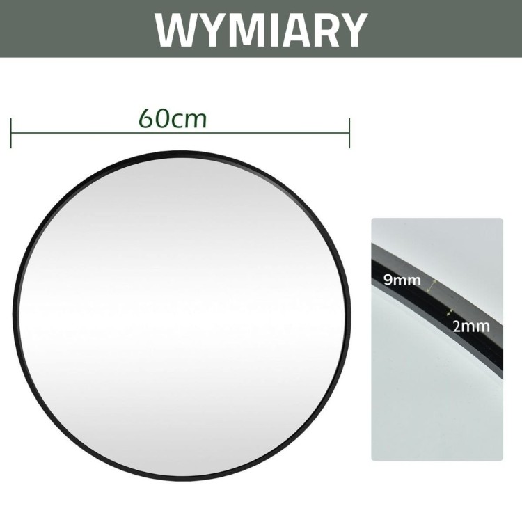 Okrągłe lustro dekoracyjne z metalową ramą