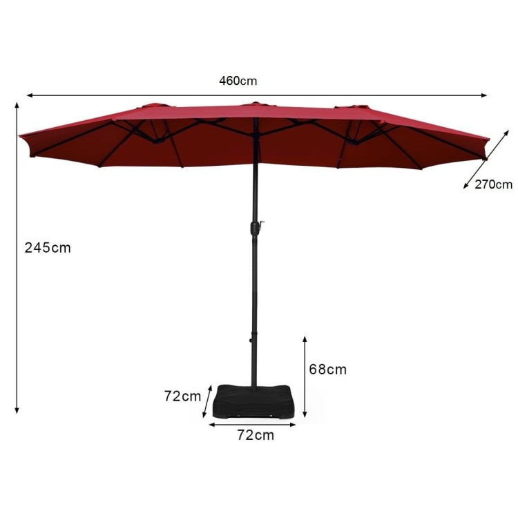 Podwójny parasol ogrodowy na taras z podstawą 460 cm