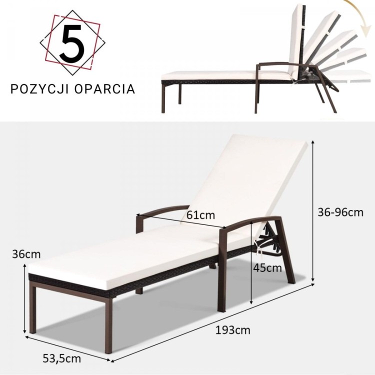 Leżak regulowany z poduszką technorattan