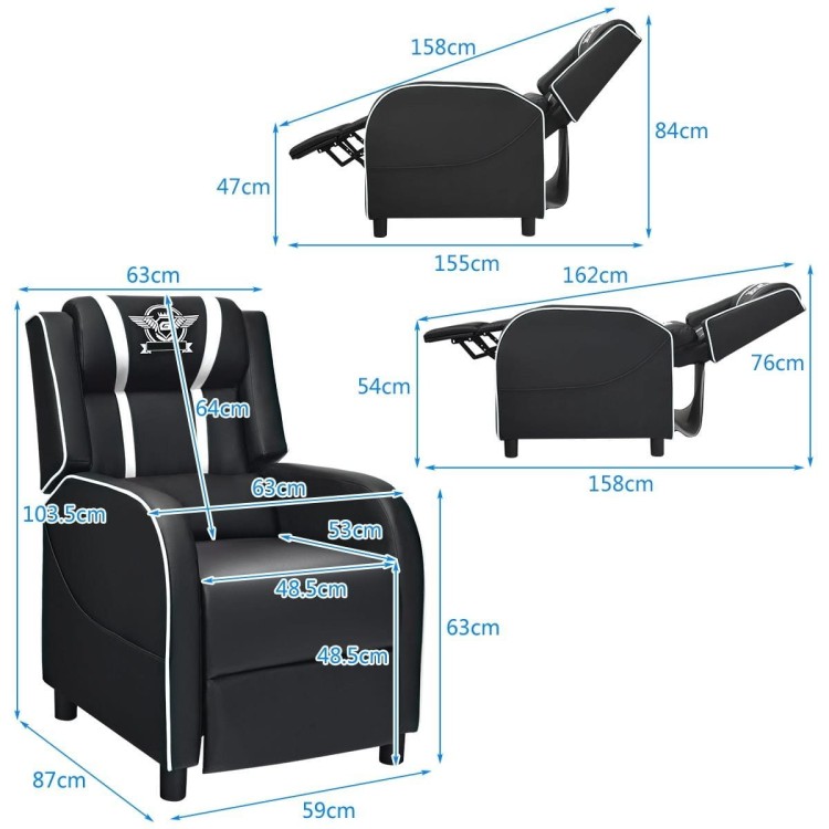 Fotel gamingowy recliner z poduszką lędźwiową