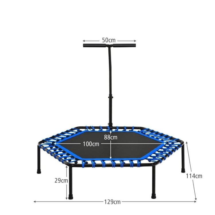 Trampolina fitness z uchwytem i cichymi gumami bungee