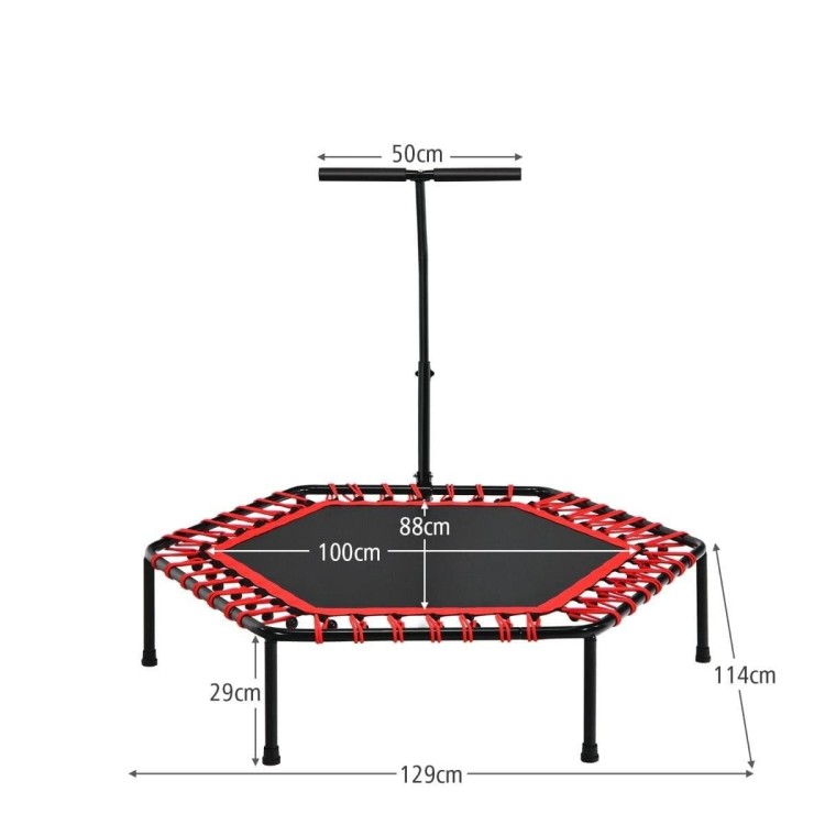 Trampolina fitness z uchwytem i cichymi gumami bungee