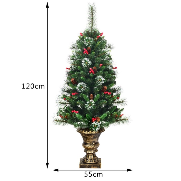 Zdobiona choinka ze stylową podstawką w kształcie wazonu 120 cm