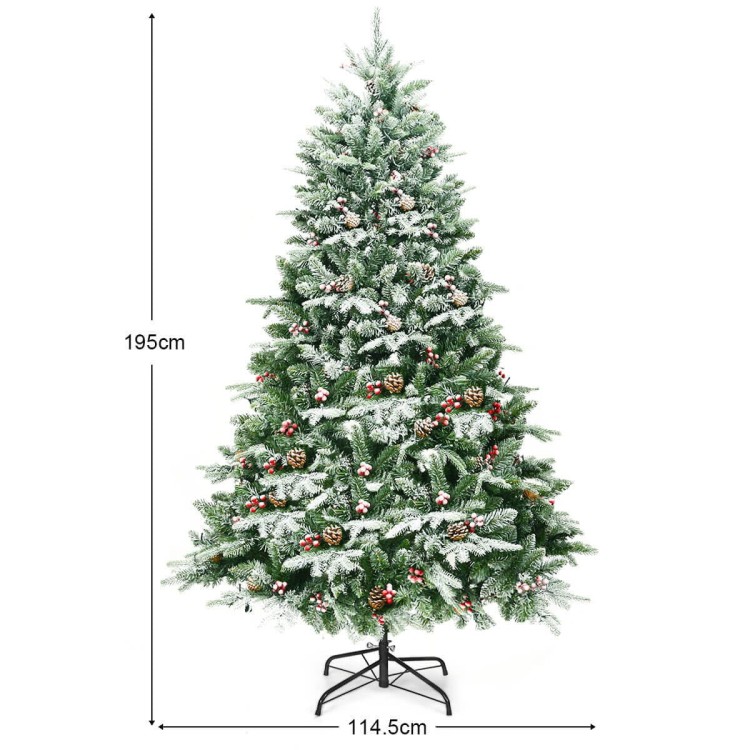 Ozdobna choinka z szyszkami i jagodami 195 cm