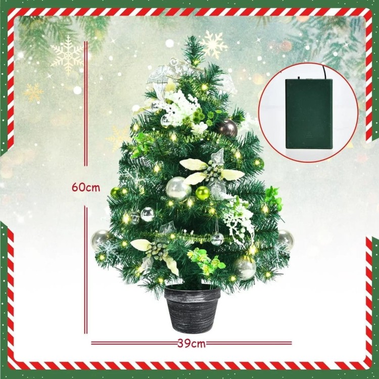 Sztuczna choinka w doniczce na biurko 60 cm 40 lampek LED