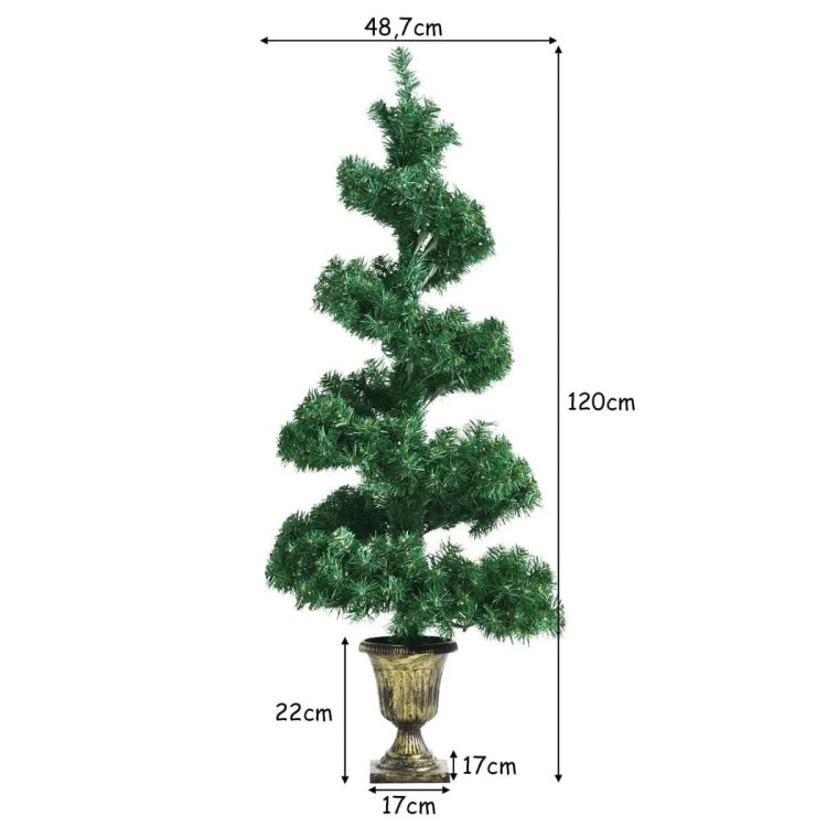 Choinka sztuczna 120cm w doniczce spirala 150 lampek LED