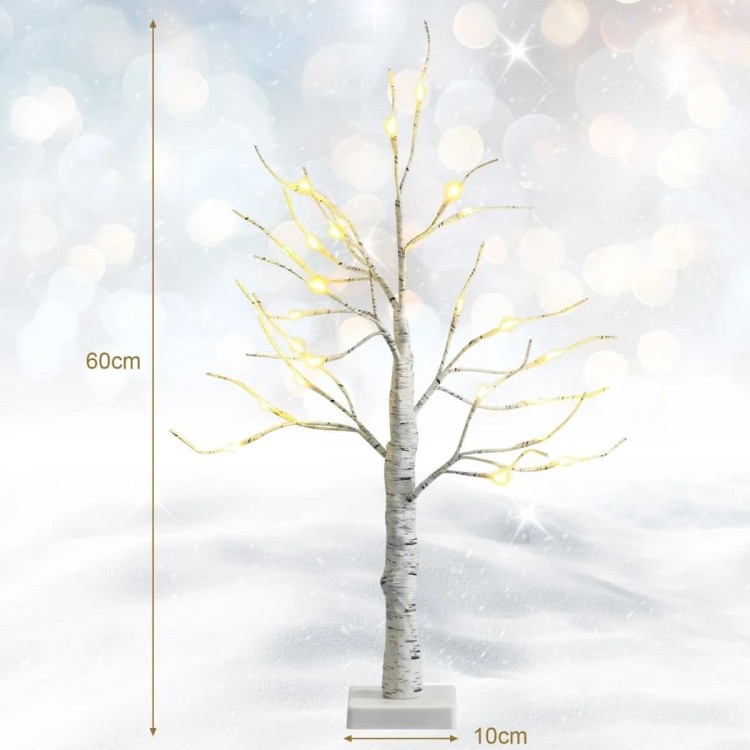 Drzewko lampka 60 cm imitacja brzozy ze światełkami LED
