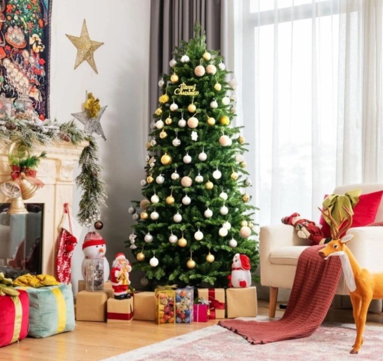 Sztuczna wąska choinka 180 cm z lampkami LED