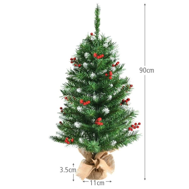 Mała choinka na biurko 90 cm ozdobiona ze stojakiem