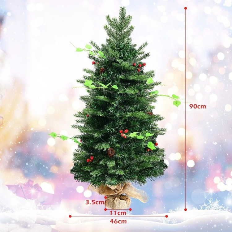 Mała choinka na biurko 90 cm z lampkami LED