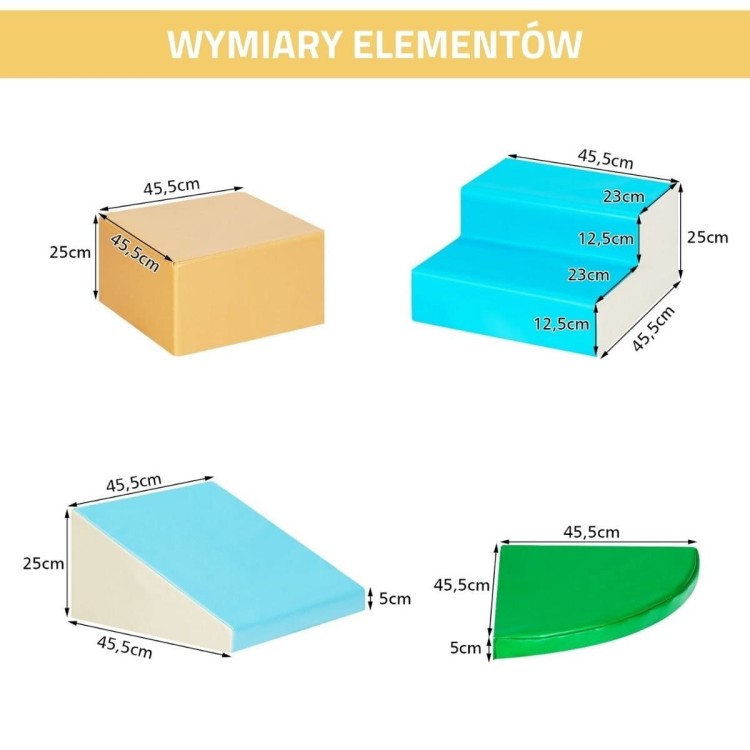 Klocki edukacyjne piankowe dla dzieci 4 elementy