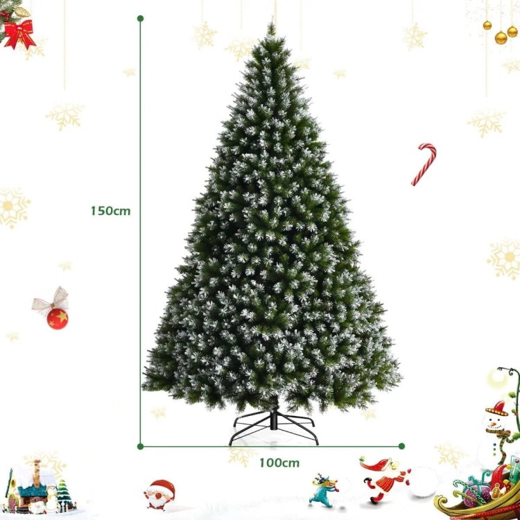 Ośnieżona choinka sztuczna 150 cm z metalową podstawą