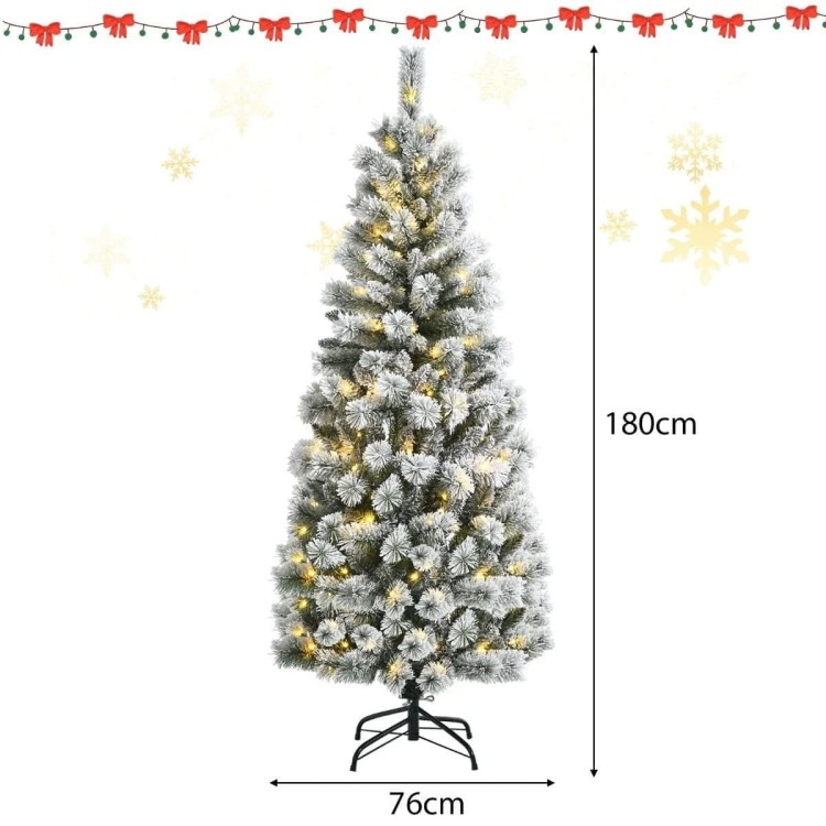 Ośnieżona choinka sztuczna 180 cm z lampkami LED