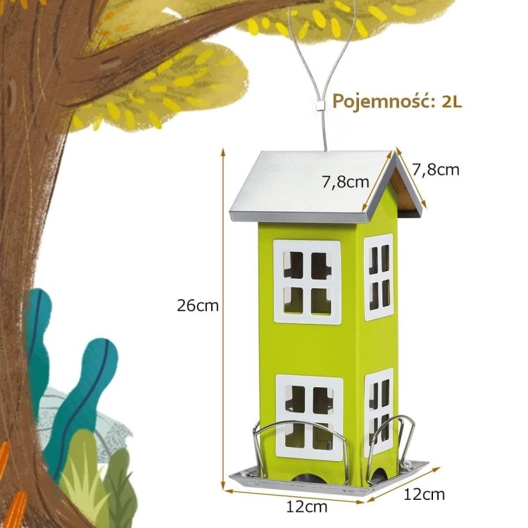 Karmnik dla ptaków wiszący domek