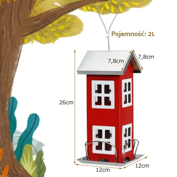 Karmnik dla ptaków wiszący domek