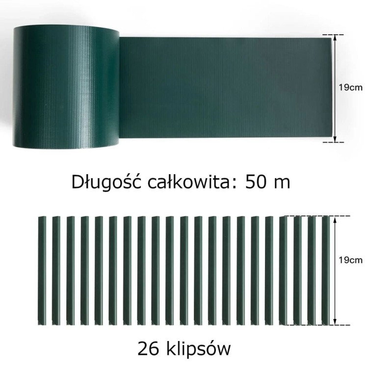 Taśma ogrodzeniowa 50m z klipsami do montażu na płot