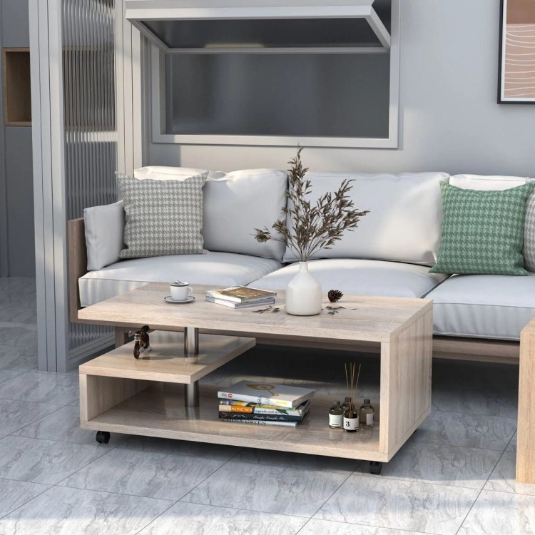Drewniany stolik kawowy do salonu 105 x 60 x 46 cm