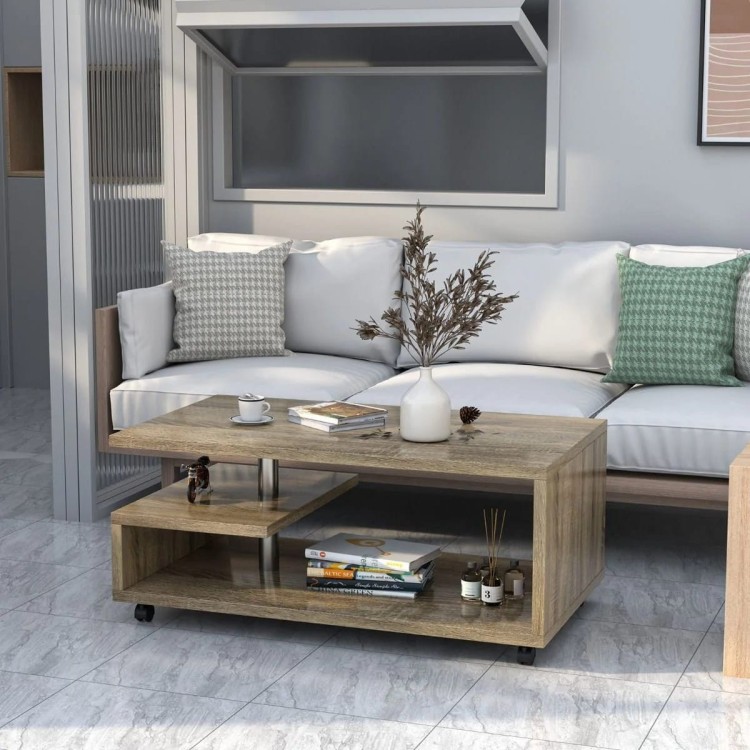 Drewniany stolik kawowy do salonu 105 x 60 x 46 cm