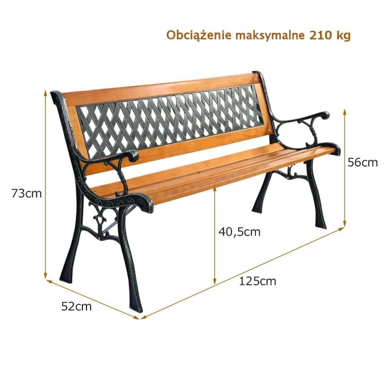 Ławka ogrodowa parkowa 125 x 52 x 73 cm