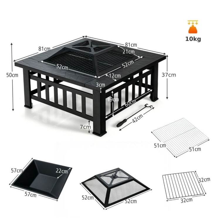 Palenisko ogrodowe Grill 3w1 81 x 81 x 50 cm