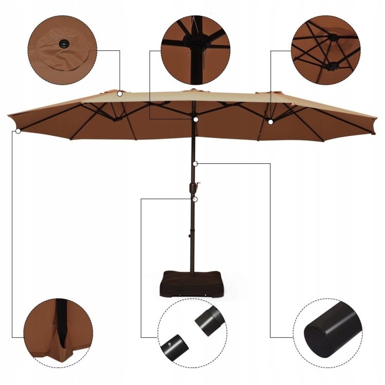 Podwójny parasol ogrodowy na taras z podstawą 460 cm