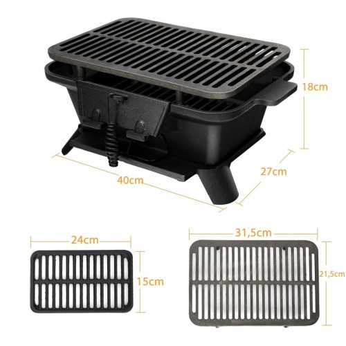 Grill z regulacją dopływu powietrza 40 x 27 x 18 cm