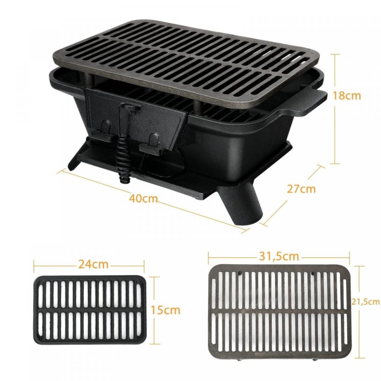 Grill z regulacją dopływu powietrza 40 x 27 x 18 cm