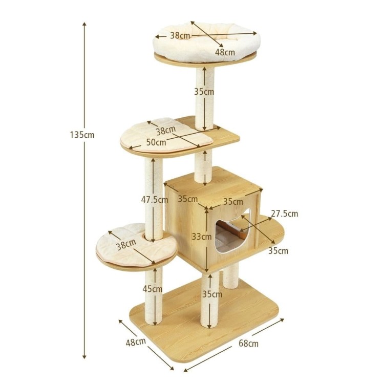 Wielopoziomowy drapak dla kota z domkiem 135 cm