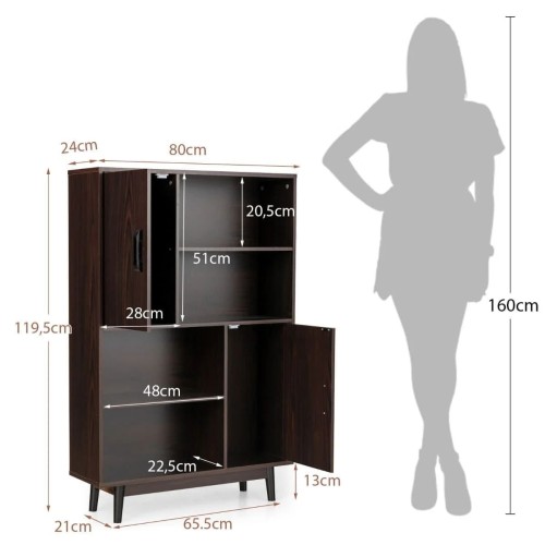 Drewniany kredens z 4 poziomami 80 x 24 x 119,5 cm