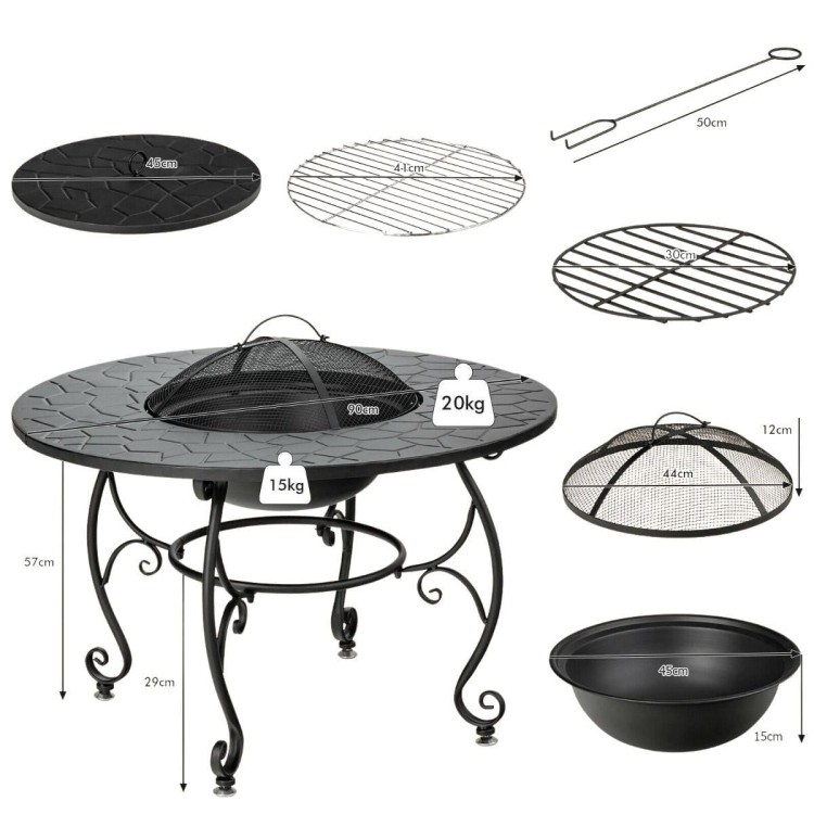 Palenisko ogrodowe okrągłe Grill 4w1 90 x 57 cm