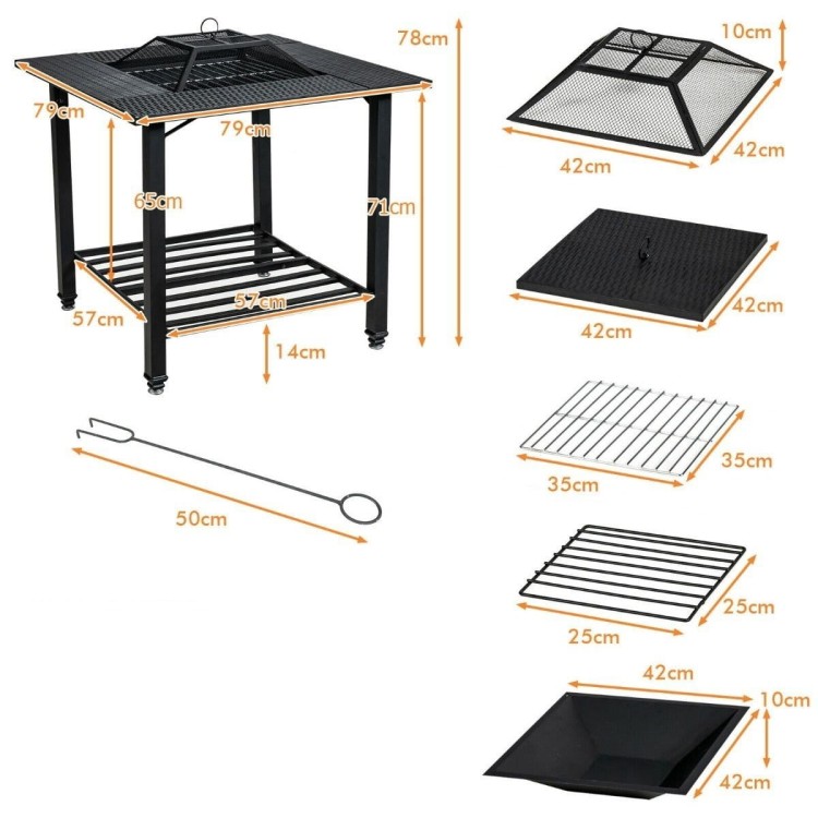 Palenisko ogrodowe Grill 4w1 79 x 79 x 78 cm