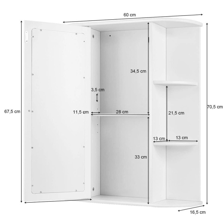 Szafka łazienkowa z lustrem 60 x 16,5 x 70,5 cm