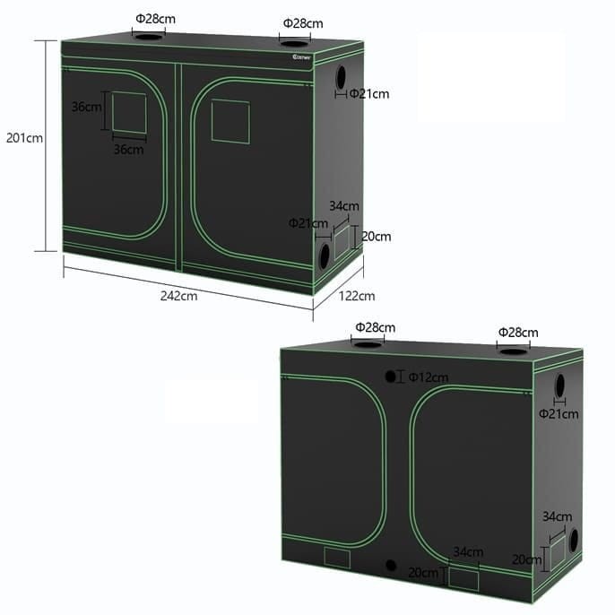 Growbox kompaktowa szklarnia 242 x 122 x 201 cm