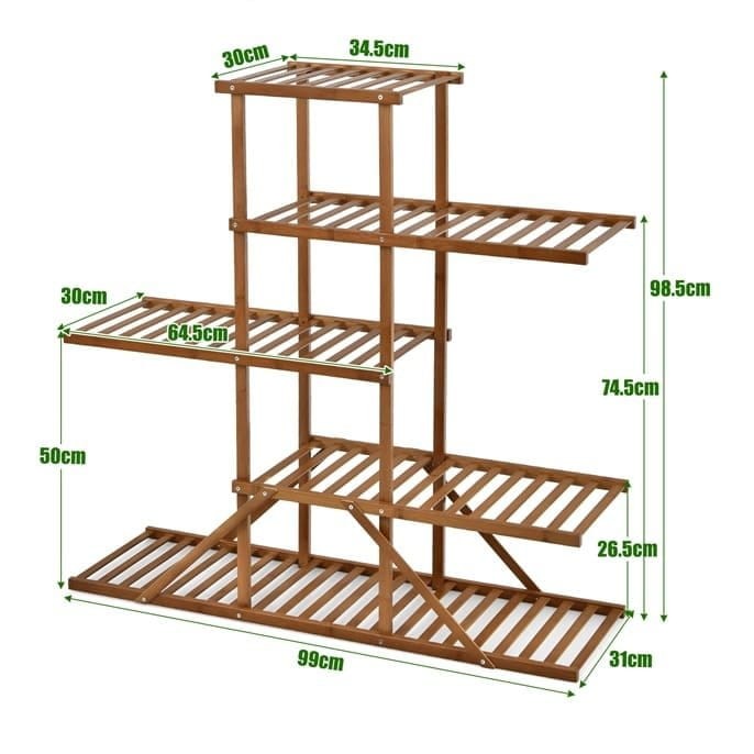Kwietnik 5-poziomowy z drewna bambusowego 99 x 31 x 98,5 cm