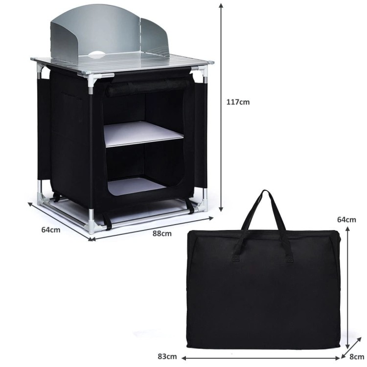 Składany stół kempingowy z organizerem 88 x 64 x 117 cm