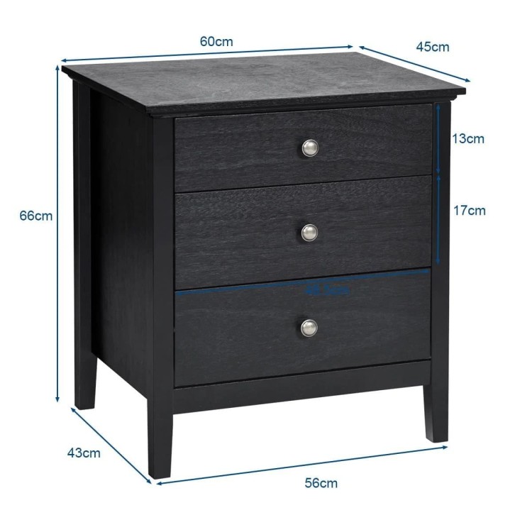 Szafka nocna z 3 szufladami 60 x 45 x 66 cm