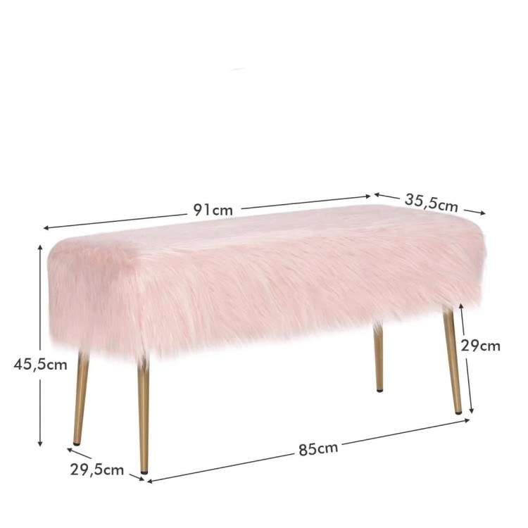 Ławeczka z siedziskiem ze sztucznego futra 91 x 35,5 x 45,5 cm