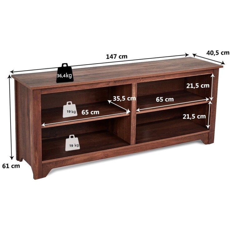 Nowoczesna drewniana szafka TV 147 x 40,5 x 61 cm