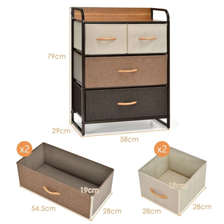 Komoda organizer ze składanymi 4 szufladami 58 x 29 x 79 cm