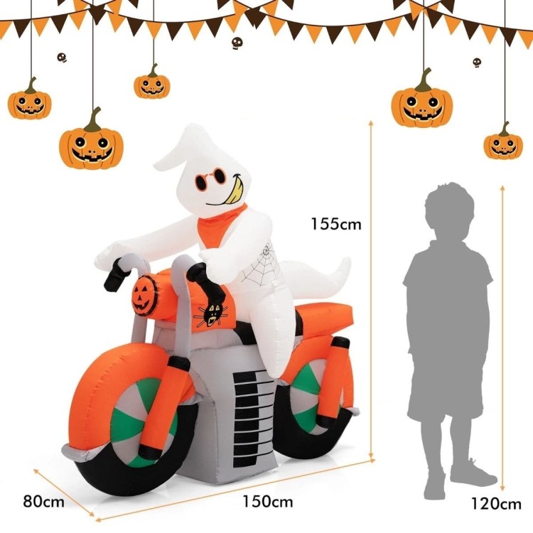 Dekoracja Halloween duch na motorze ze światłami LED
