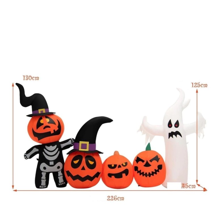 Dekoracja Halloween Nadmuchiwane szkielety-dynie 226 x 45 x 130 cm