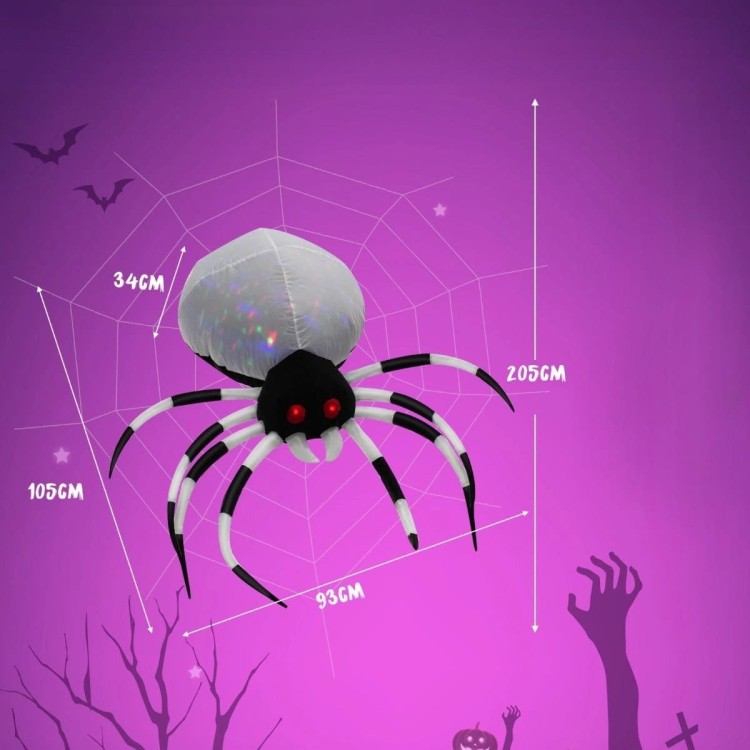 Dekoracja Halloween Nadmuchiwany pająk z siecią 93 x 105 x 34 cm
