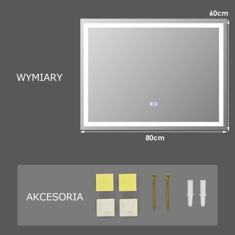 Lustro łazienkowe z podświetleniem LED 80 x 60 cm