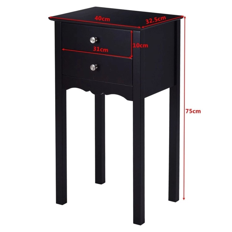 Stolik nocny z 2 szufladami 40 x 32,5 x 75 cm
