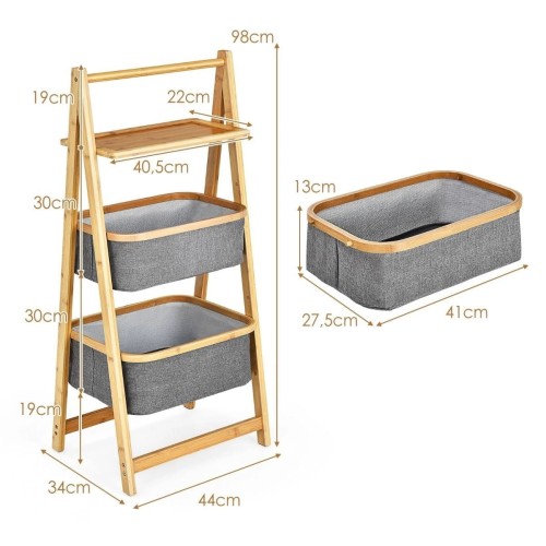Bambusowy organizer łazienkowy składany 44 x 34 x 98 cm